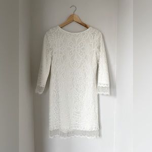 White sequin Elie Tahari Amelie long-sleeve dress size 2